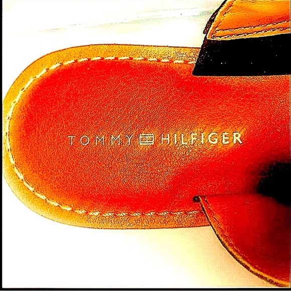 Tommy Hilfiger Gold Stud Navy and Tan Linnea Sandals - Picture 9 of 10